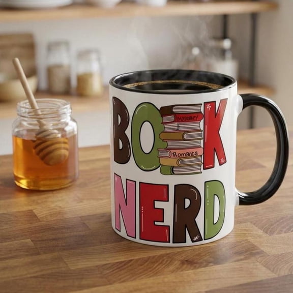 Book Nerd Mug Funny Bookworm Coffee Cup Bookish Reader Gift for Librarian Teacher Literary Reading Lover Ceramic Drinkware Novel Present