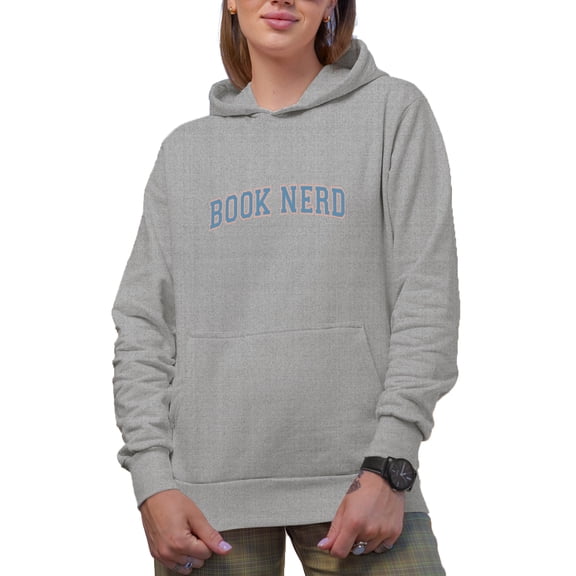 Book Nerd, Reading Lover Merch Gift, Heather Grey Hooded Sweatshirt or Hoodie, XL