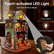 Book Nook Decor, Diy Miniature House Kit, 3D Wooden Puzzle for Adults, Mini Led Lights for Crafts, 331Pcs Owl Library Build Set with Matting Tool, Screwdriver, Sticker Pack and