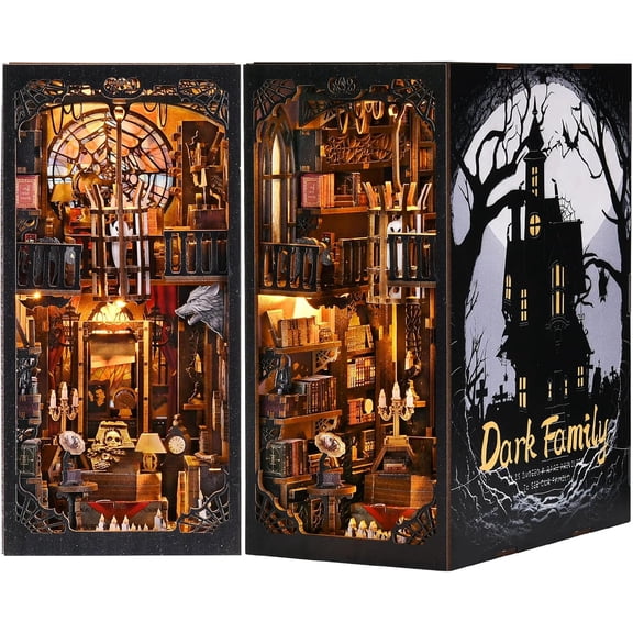 Book Nook Kit, Book Nook Kits for Adults DIY Booknook Model Build, DIY 3D Wooden Puzzle Bookend Booknook Bookshelf Insert Miniature Dollhouse Kit for Home Decoration