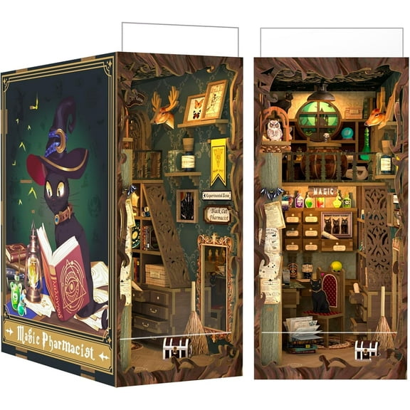 Book Nook Kit, DIY Booknook Miniature House Tiny House 3D Wooden Puzzle Dollhouse Kit for Adults and Teens, Bookshelf Insert Decor, DIY Craft Gift Model Build