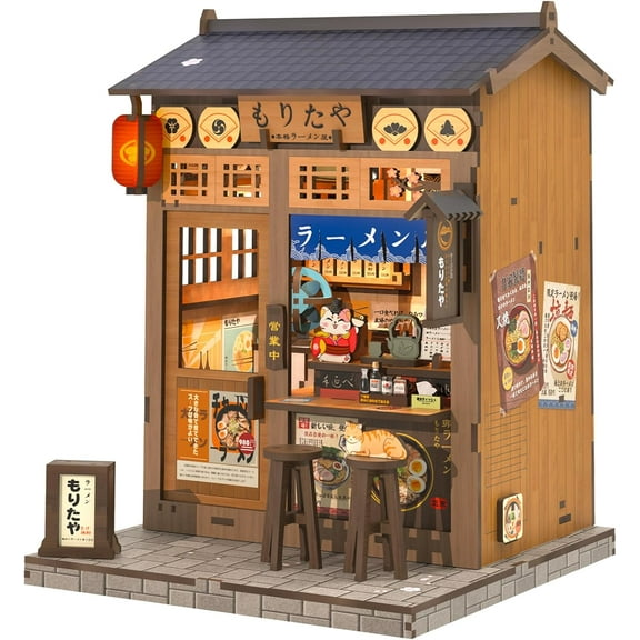 Book Nook Kit - DIY Miniature House Dollhouse Kit for Adults and Teens, Booknook Tiny Japanese House Bookshelf Decor 3D Wooden Puzzle, Gifts for Family, Friends (Morita-Ya)
