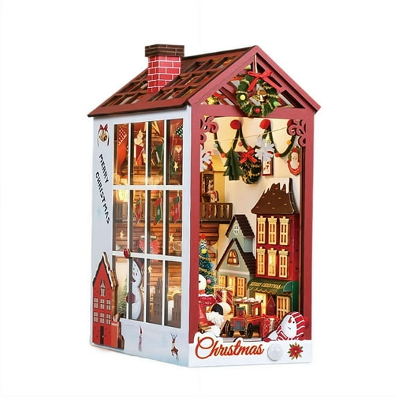 Book Nook Kit - DIY Miniature House Kit for Adults, Dollhouse Booknook Library Tiny House Bookshelf Decor 3D Wooden Puzzle