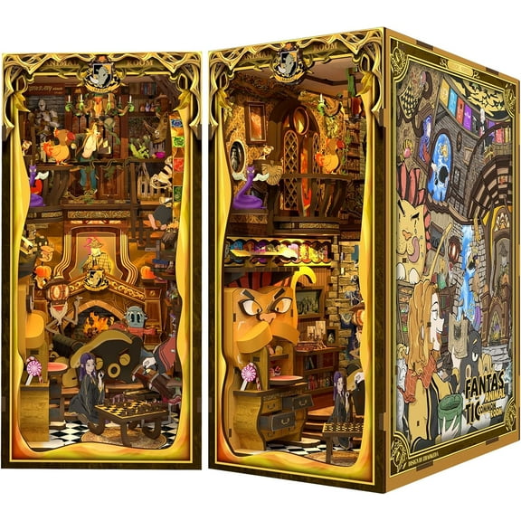 Book Nook Kit - DIY Miniature House Kit for Adults and Teens, Dollhouse Booknook Tiny House Model Build Bookshelf Decor, Gifts for Family, Friends