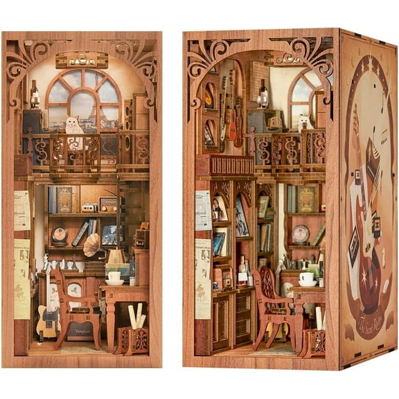 Book Nook Kit - DIY Miniature House Kit for Adults and Teens, Dollhouse Booknook Tiny House Model Build Bookshelf Decor, Gifts for Family, Friends
