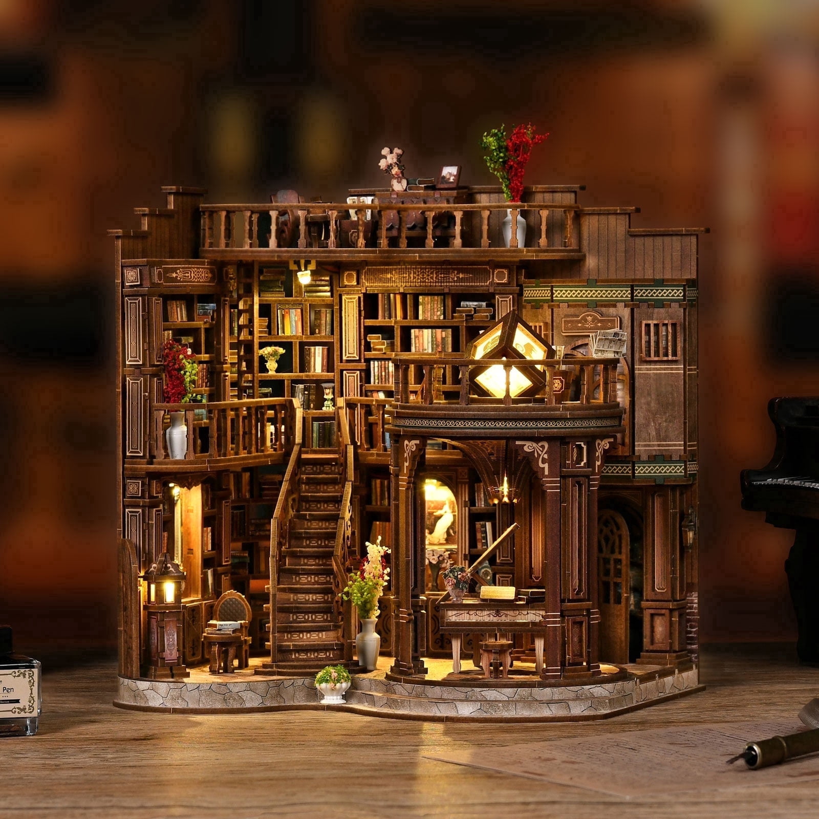 DIY Book Nook Kit with LED Light, 3D Wooden Puzzle Miniature House ...