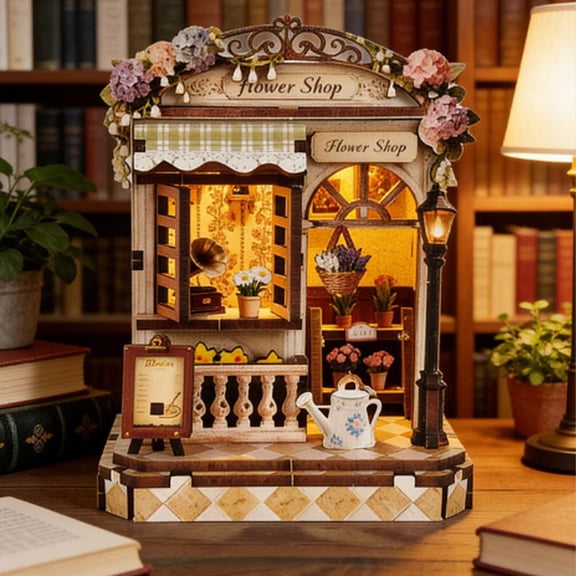 Book Nook Kit - DIY Miniature House Library for Adults and Teens, Booknook Tiny House Bookshelf Decor 3D Wooden Puzzle, Gifts for Family, Friends