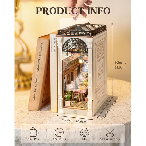 Book Nook Kits Dollhouse Room Bookstore Miniature House with LED Light 3D Wooden Puzzles for Adults Booknook Bookshelf Insert Decor Diorama Kit Gifts(Arcade Dating)