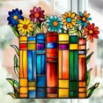 thumbnail image 1 of Book Ornament Stained Glass Window Hanging, Acrylic Bookish Gifts For Teacher, Librarian, Book Lovers, Reader, Shelf Decor Accessories For Women, Suncatcher Effect For Christmas Gift (Bloom Pages), 1 of 14