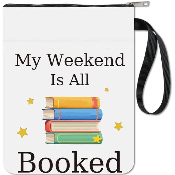 Book Pattern Book Sleeve Words Protector Book Covers for Paperbacks Washable Fabric Cloth Book Cover with Zipper and Extra Sleeve Pocket for Book Lovers Classmate Friend Gifts DIY