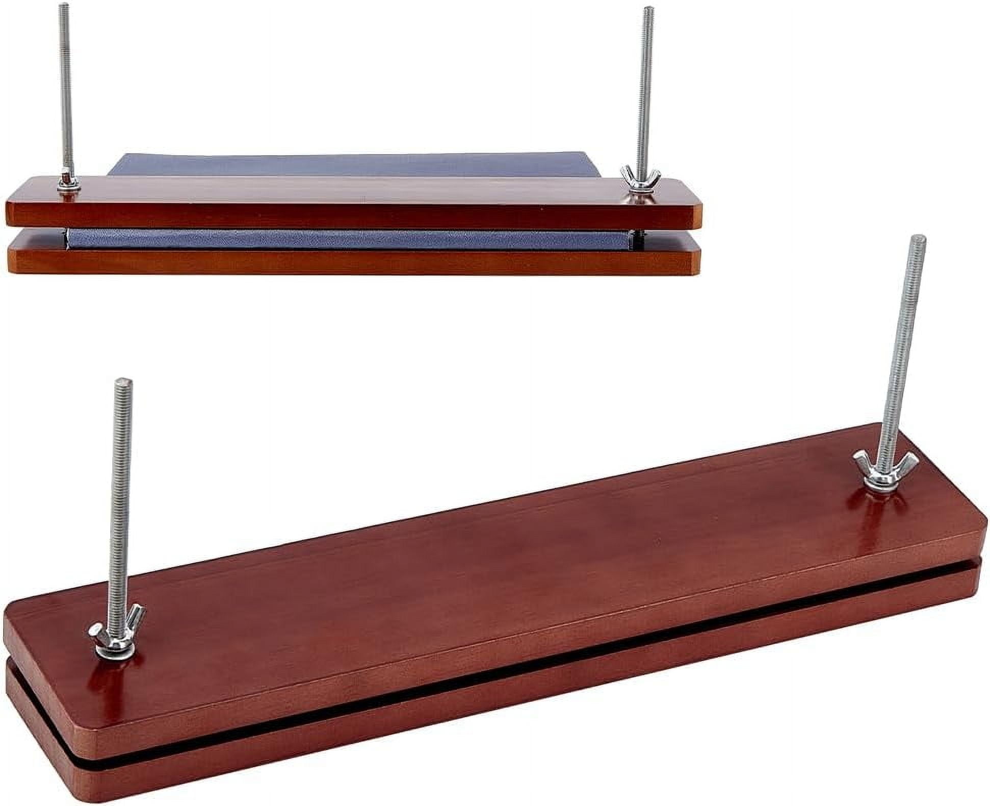 Book Press Bookbinding Wooden Book Press Tool Portable Binding Press Machine with Iron Nut Screw Rod for Home School Office Bookbinding Supplies 13x2.75" Silver