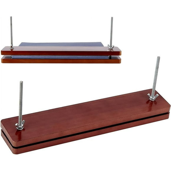 Book Press Bookbinding, Wooden Book Press Tool Portable Binding Press Machine with Iron Nut, Screw Rod for Home, School, Office Bookbinding Supplies, 13x2.75"