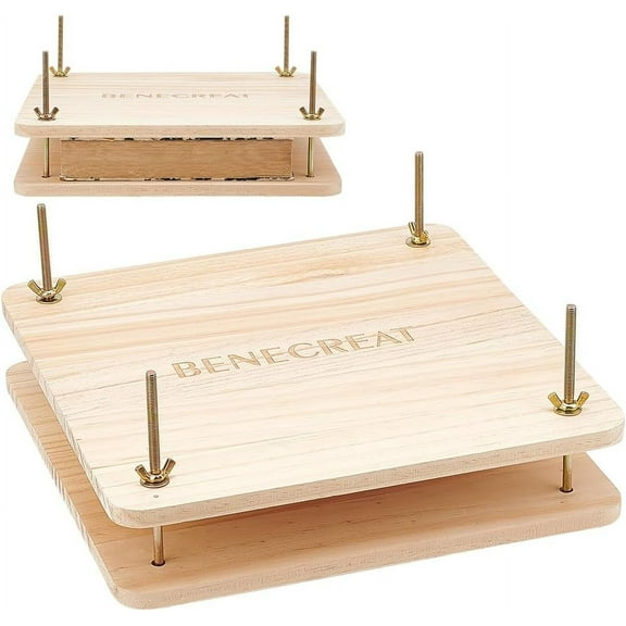 Book Press Bookbinding Wooden Book Press Tool Portable Binding Press Machine with Iron Nut Wing Nuts Gasket for Home School Office Bookbinding Supplies 11.8x11.8" diy