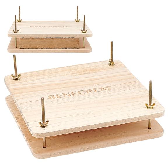 Book Press Bookbinding Wooden Book Press Tool Portable Binding Press Machine with Iron Nut Wing Nuts Gasket for Home School Office Bookbinding