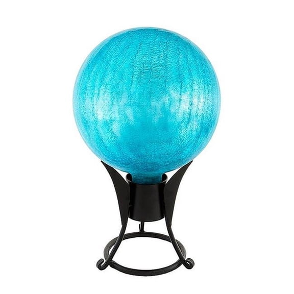 Book Publishing Company 6" Teal Crackle Glass Gazing Globe Ball, Hand-blown