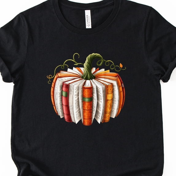 Book Pumpkin Fall Reading Bookworm Librarian Bella Graphic T-Shirt ...