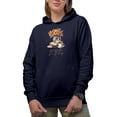 thumbnail image 1 of Book & Rainy Day Lover Quote, Flowers, Books & Coffee Cup Painting Art Merch Gift, Navy Blue Hooded Sweatshirt or Hoodie, Medium, 1 of 5