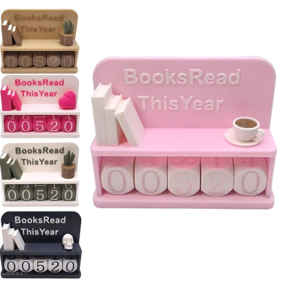 Book Read Tracker Ornament - Printed Bookshelf Counter Decor for Home Library, Reading Room & Book Lover Gifts - Functional Tracker for Reading Progress, 3.94*2.95in, C