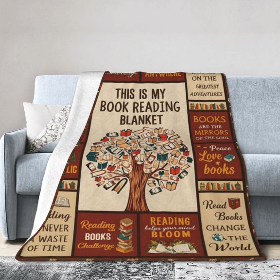 Book Reading Blanket Gift Throw Blanket Cozy Soft Book Lover Gift for Women Readers Library 50x40