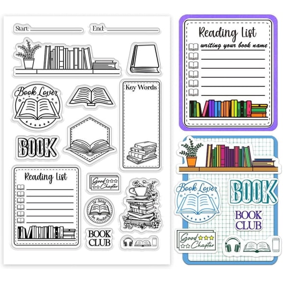 Book Reading Label Clear Stamps Craft Stamps Mini Art Label Plastic Stamp Clear Rubber Stamps Transparent Silicone Stamp