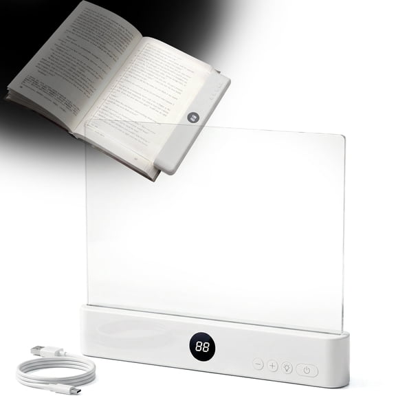 Book Reading Light Flat Screen Smart LED (White)- Full Page Panel Lights for Books Reader in Bed at Night