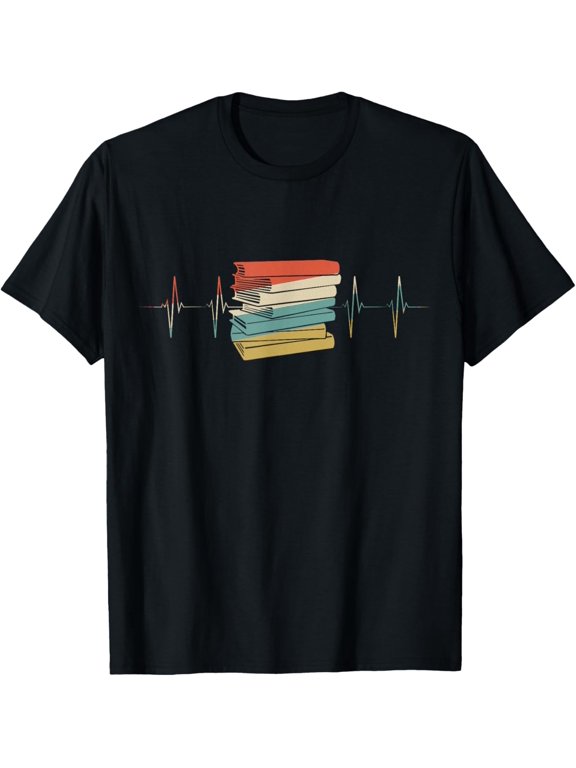Book Restoration Heartbeat Retro ECG EKG T-Shirt men and women can wear, black, white, gifts