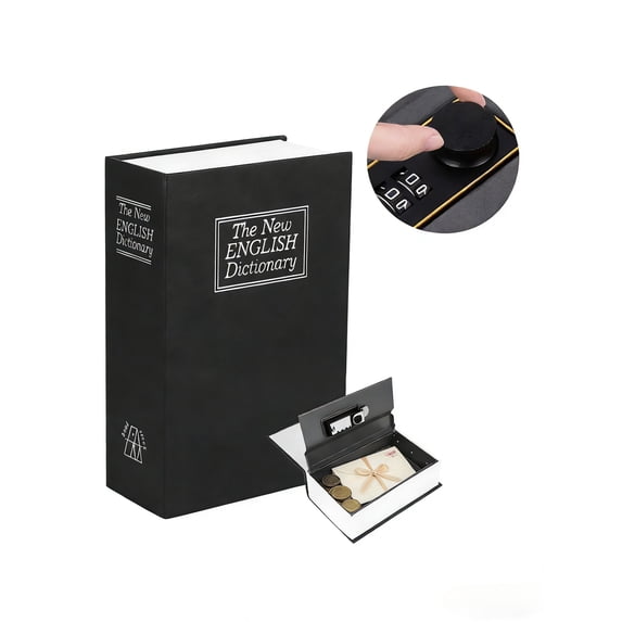 Book Safe With Combination Lock, Dictionary Hidden Safe with 3 Digit Combination Locks, Portable Safe, Book Safe Lock Box for Pocket Change and Your Little Secrets,Fireproof and Waterproof