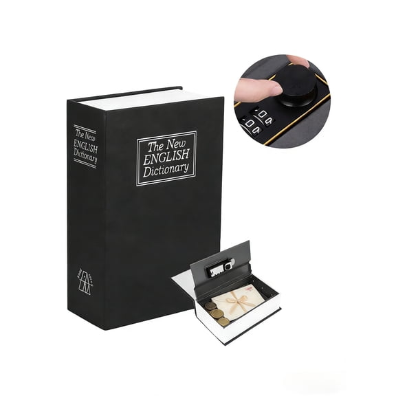 Book Safe With Combination Lock, Dictionary Hidden Safe with 3 Digit Combination Locks, Portable Safe, Book Safe Lock Box for Pocket Change and Your Little Secrets,Fireproof and Waterproof