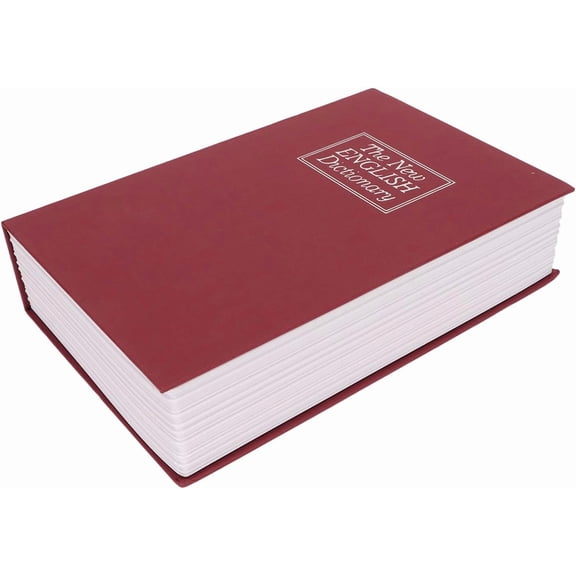 Book Safe Small Diversion Lock Box, Combination Lock Money Safe for Cash Cards, Discreet Book Shape Hiding Box with Stainless Steel Liner for Home Travel Use (Red)