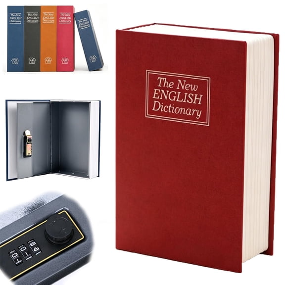 Book Safe with Combination Lock, Book Shaped Security Lock Box, Diversion Hidden Safe in Plain Sight for Cash, Jewelry & Valuables (Yellow, S)