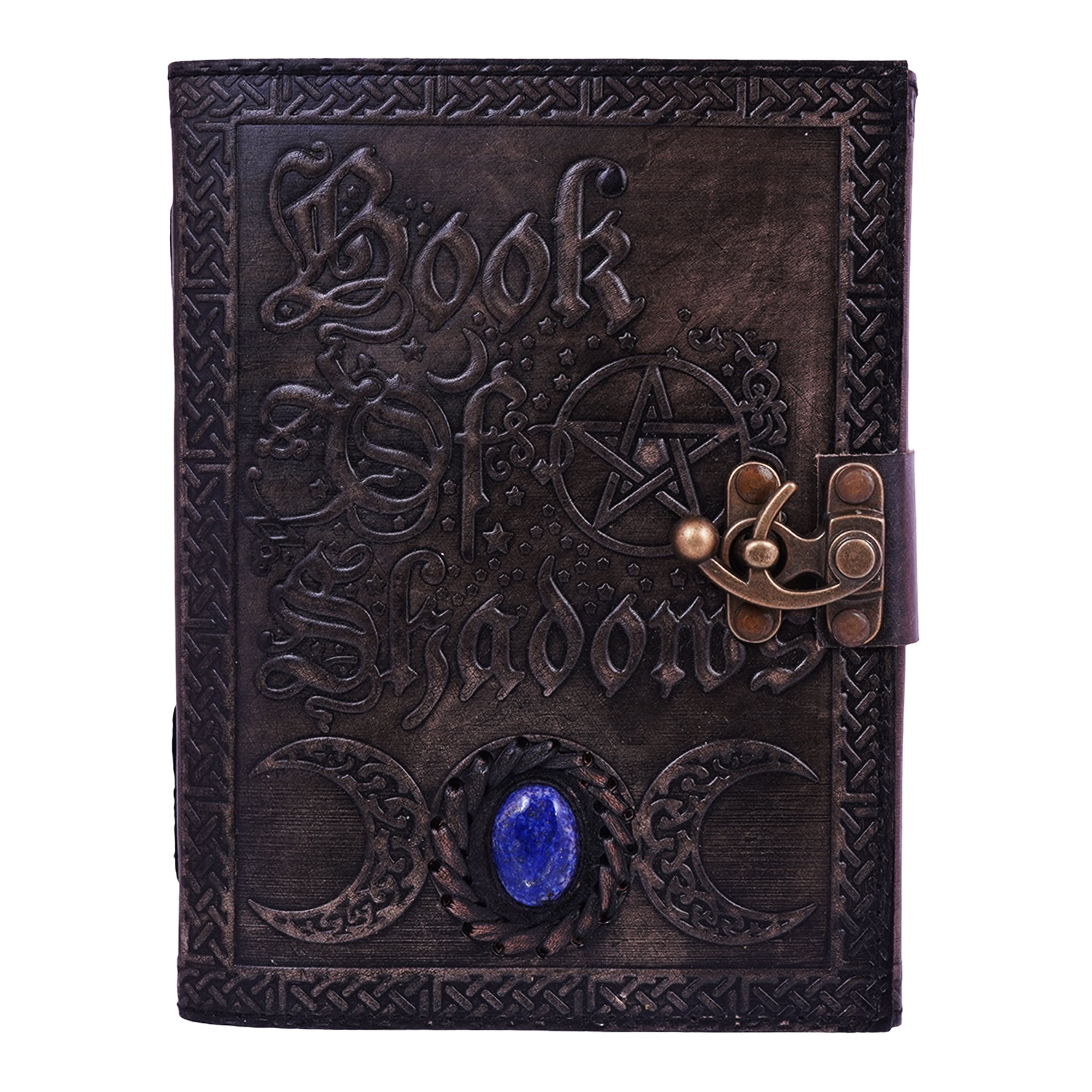 Book Of Shadows Embossed Leather Journal w/Metal Closure - 6"x8 Inch Handmade for Writing, Spells, Sketching, Ritual Notes & Spiritual Gifts Collection.
