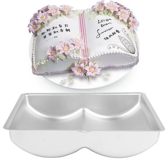 Book Shape Cake Pan,3d Book Cake Tin,Aluminium Alloy Book Shape Cake Non Stick Baking Accessory Decorating Diy Tool for Kitchen DIY Cake