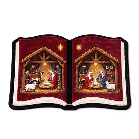 Book Shape Doorma,Christmas Nativity Scene Rug,Non-slip Doormat,15.7"x27.6"