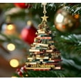 thumbnail image 1 of Book-Shaped Christmas Tree Hanging Ornament, 3 Pack 2D Acrylic 8 cm Mini Book Stack Ornament Multi-Functional Cute Housewarming Present, 1 of 4
