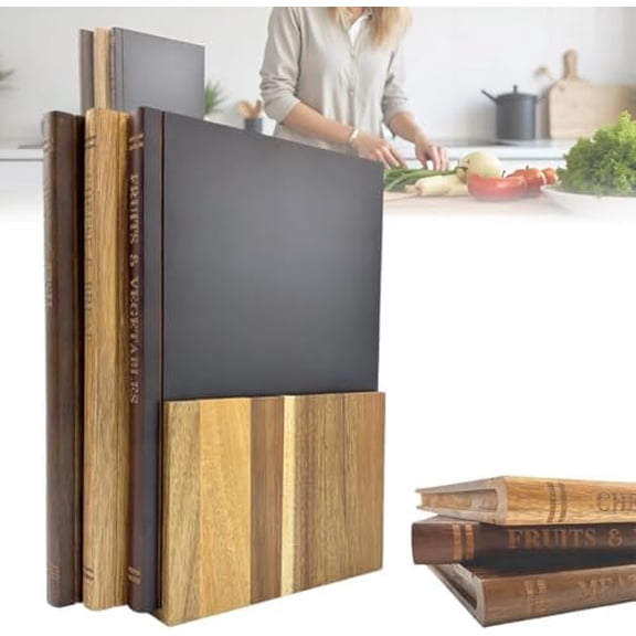 Book Shaped Cutting Board Set: Wooden Charcuterie & Cheese Board with Stand - Perfect Valentines Day Gift for Book Lovers & Couples, 3-Piece Kitchen Decor$$Home Decor, Kitchen, & Other