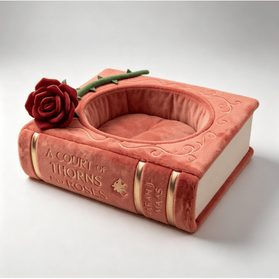 Book Shaped Pet Bed Cozy Storybook Sleep Nest - Vintage Book Style Cat Bed, Soft Plush Enclosed Pet Cave with Decorative for Indoor Small Pets