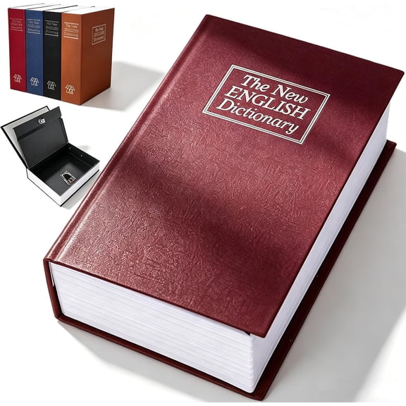 Book Shaped Safe Lock Box with Combination Lock for Home Office Cash JewelryRedL
