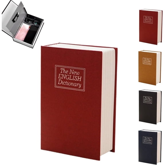 Book Shaped Security Lock Box, Book Safe Combination Lock, Combination Lock Boxes for Personal Items, Decorative Hidden Book Storage, For Documents Jewelry Home and Office (Red S)