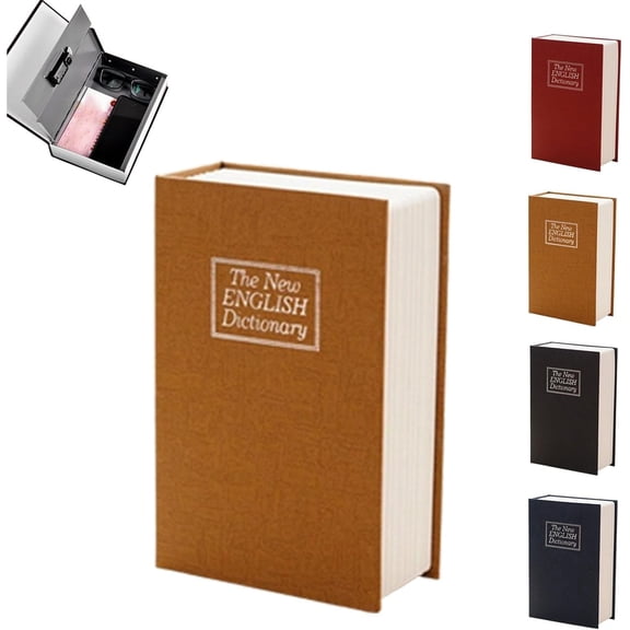 Book Shaped Security Lock Box, Book Safe Combination Lock, Combination Lock Boxes for Personal Items, Decorative Hidden Book Storage, For Documents Jewelry Home and Office (Yellow S)