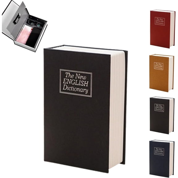 Book Shaped Security Lock Box, Book Safe Combination Lock, Combination Lock Boxes for Personal Items, Decorative Hidden Book Storage, For Documents Jewelry Home and Office (Black S)