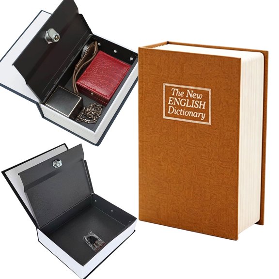 Book Shaped Security Lock Box, Book Safe with Combination Lock, Hidden Security Storage Box for Documents, Jewelry, Home & Office