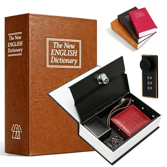 Book Shaped Security Lock Box, Discreet Diversion Book Safe with Combination Lock, Secret Hidden Safe Metal Money Storage Box for Cash, Jewelry, Documents at Home Office Dorm Travelv