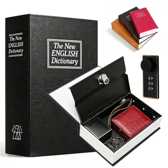 Book Shaped Security Lock Box, Discreet Diversion Book Safe with Combination Lock, Secret Hidden Safe Metal Money Storage Box for Cash, Jewelry, Documents at Home Office Dorm Travelv