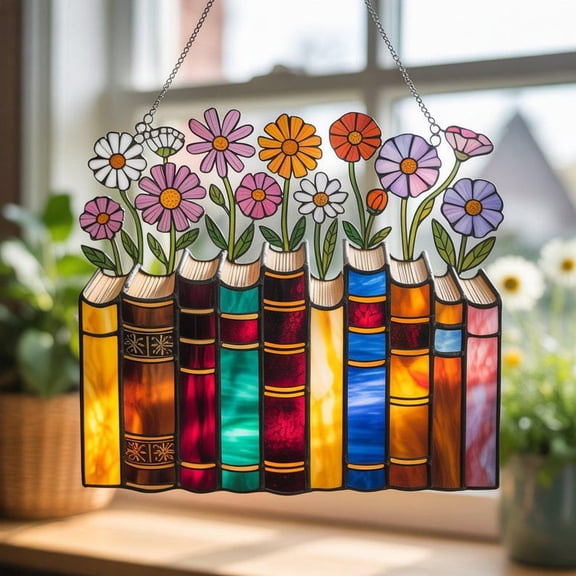Book-Shaped Suncatcher, Custom Acrylic Window Hanging Decor, Personalized Book Theme Gift for Readers