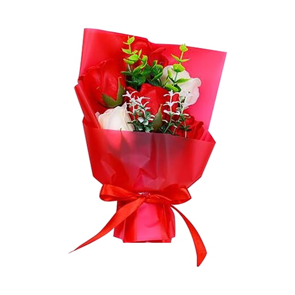 Book Shel Decor, Tyeign Simulation Flower Holding Bouquet 6 Rose Soap Bouquet Gift Box Mother'S Day Gift Shelf Decor for Bedroom Desk Decor Aesthetic Cute Desk Decor Desk Decorations Red