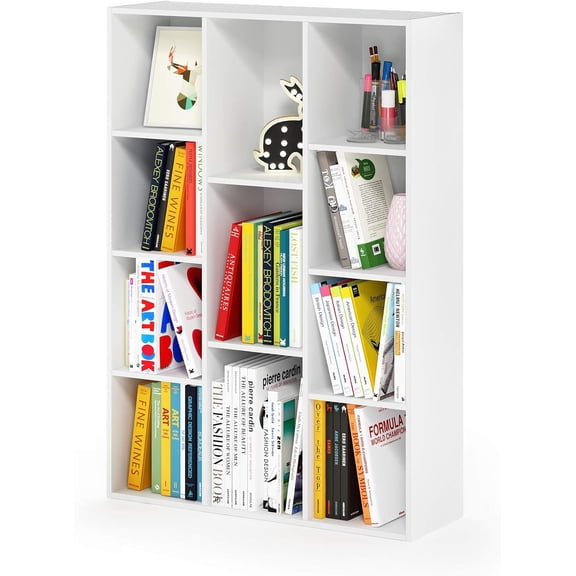 Book Shelf, 11-Cube Bookshelf, Reversible Bookcase, 9.4 x 29.1 x 41.7, Easy Assembly, for Living Room, Bedroom, Home Office, White