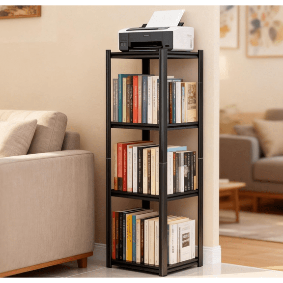 Book Shelf, 4 Tier Metal Wide Bookshelves, Heavy Duty Bookcase, Adjustable Industrial Bookshelf, Tall Book Shelf for Living Room & Bedroom and Library, Black(54" H*24" W*14" D)