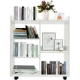 thumbnail image 1 of Book Shelf 5 Cube Short Bookshelf Bookcase, File Cabinet Filing Storage Cabinets, Low Shelf Cubbies Book Case with 360° Wheels and Dividers, Cube Organizer Shelf for Home Office (Warm White), 1 of 18