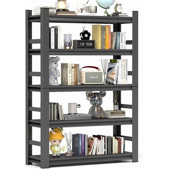 Book Shelf 5-Tier Adjustable Heavy Duty Metal Wide Book Shelves Modern Tall Bookshelf Storage Shelving Organizer for Living Room, Bedroom, Home, Office, Black (72" H*23" D*47" W)