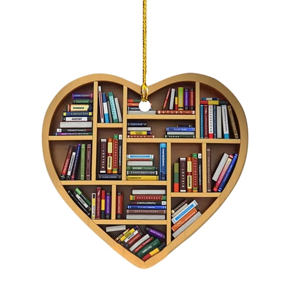 Book Shelf Book Lovers Heart Shaped Bookshelf Pendant Acrylic Ornament